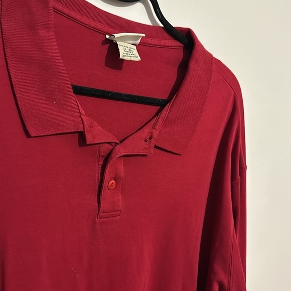 Vintage L.L. Bean Polo Shirt Men Sz XL Tall Red Pima Cotton Long Sleeve - Picture 5 of 5